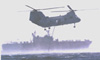 This CH-46 Sea Knight performs sea-based support functions