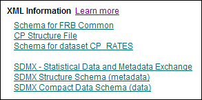 Image of XML information section of the download page