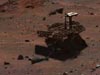 synthetic image of the Spirit Mars Exploration Rover on the flank of 