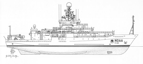Line Drawing of the NOAA Ship RONALD H. BROWN - Click for a larger image.