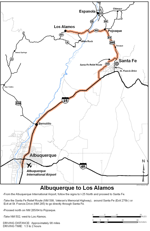 map Albuquerque to Los Alamos