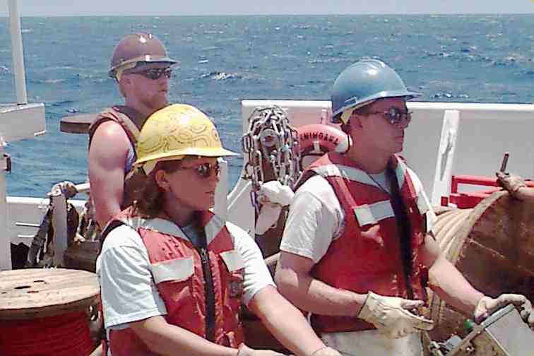 Deck crew at work during buoy operations