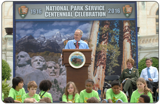 Secretary Kempthorne announced the first round of National Park Centennial projects at an event on the steps of the U.S. Capitol on Thursday.  The $50 million in projects result from the combination of $24.6 million in federal funds that match nearly $27 million in philanthropic contributions.