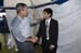 President George W. Bush met Michael Toeniskoetter when he visited Poplar Bluff, Missouri, on Monday, September 6, 2004.  For the past three years, Toeniskoetter, 16, has been in the Junior Volunteer program at Southeast Missouri Hospital in Cape Girardeau.  