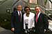 President George W. Bush met Anna Edwards, a retired Educational Associate with the New York City Board of Education who has dedicated her retirement to volunteer service, upon arrival in New York City. 