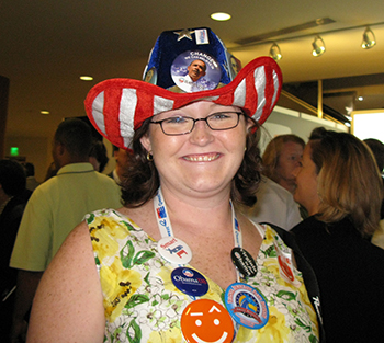 Image of woman delegate in cowboy hat