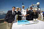 Cutting the cake at the commissioning ceremony