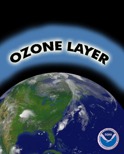 NOAA image showing the ozone layer above the Earth.