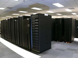 NOAA image of IBM supercomputers used for climate and weather forecasts.