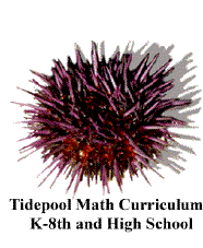 Purple Sea Urchin with text stating Tidepool Math Curriculum K-8th and High School