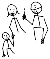 Illustration: Dentist, parent, and child