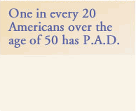 One in every 20 Americans over the age of 50 has P.A.D.