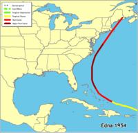 Click for a larger map of Hurricane Edna 1954