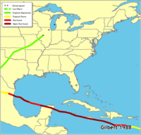Click for a larger map of Gilbert 1988 Hurricane