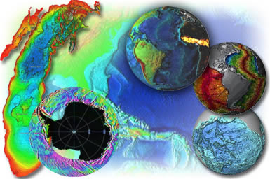 collage of images created by NGDC/MGG staff from data in the NGDC archives