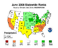 June 2008 statewide precipitation ranks.