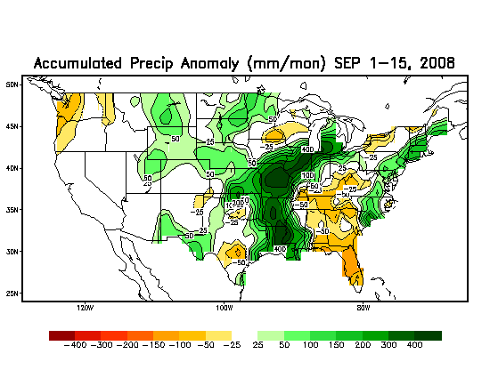 Last Month Accumulated Precipitation Anomaly