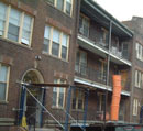Nazing Apartments, in Roxbury, Massachusetts, is  pictured here during the renovation of 144 units of affordable housing.