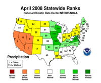 April statewide precipitation ranks.