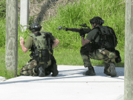 Photo showing NRC security forces participating in FOF simulated combat exercises