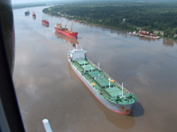 Vessels waiting for Mississippi River to open.