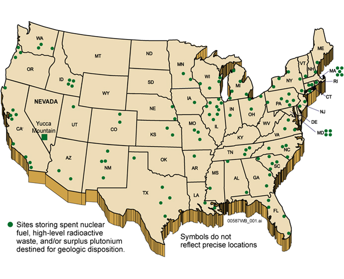 image: Current Locations of SNF and High-Level Radioactive Waste Destined for Geologic Dispostion