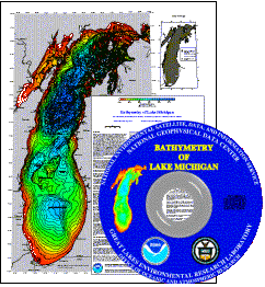 image of Bathymetry of Lake Michigan poster and CD-ROM.