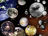 An image showing all of the moons and planets of the solar system