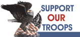 Support Our Troops Logo with Eagle and Flag