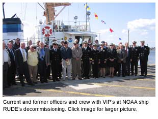 RUDE current and former officers and crew at decommissioning ceremony