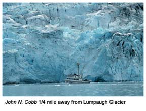 Cobb in front of a glacier in Alaska