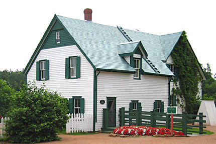 Green and white clapboard house
