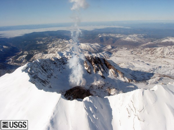 Mount St. Helens' crater, dome, and glacier