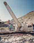 Sawing operation at the large block experiment on Fran Ridge in January 1994.