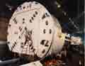 View of the 25-foot-diameter tunnel boring machine under construction at Nicholson Manufacturing in Seattle, Washington, March 1994.