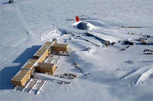 NOAA aerial photo of South Pole Observatory taken in 2004.