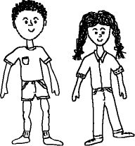 cartoon drawings of Billy and Maria