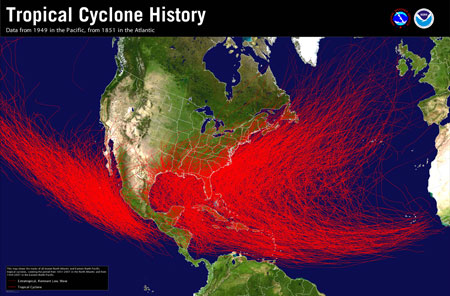 [Tropical Cyclone History Map for Atlantic and Eastern Pacific]