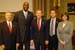 Pictured (L-R): Lt. Gen. John Conaway, USAF (ret.) Chairman National Guard Youth Foundation, Former Chief, National Guard Bureau; John Salley, Co-Host of the "Best Damn Sports Show", Fox-TV and Former NBA Player; Senator Craig Thomas (R-Wyoming); Kelly Perdew, Winner of "The Apprentice"; Deputy Assistant to the President and Director of USA Freedom Corps Desiree T. Sayle.  Director Sayle delivered remarks on the importance of volunteering and was joined by John Salley and Kelly Perdew in highlighting the NGYCP. 