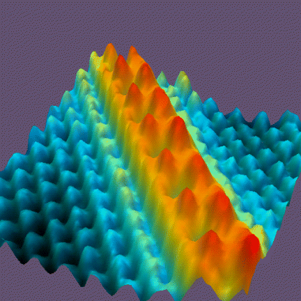Single atomic zig-zag chain of Cs atoms (red) on the GaAs(110) surface