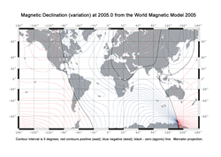 WMM 2005 Declination Map