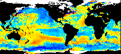 NOAA's sea surface temperature satellite image.