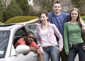 Teens with a car.