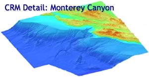 Coastal Relief Model detail of Monterey Bay.