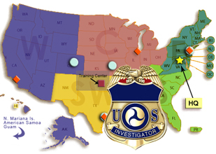 US map and PHMSA Investigator badge