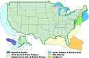 US map of NOAA Undersea Research Program regions