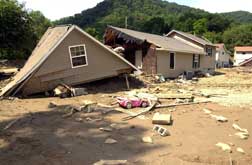 Houses damaged in Clear Creek, West Virginia flood