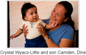 Crystal Wyaco-Little and son Camden, Dine