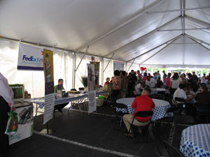 Some visitors chose to spend their Live at Lunch a little farther from the band’s loud speakers eating at tables in the vendor tent, while others browsed and picked up free gifts and samples. 