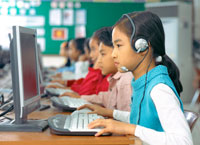Child working at a computer